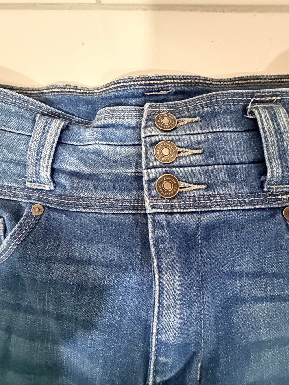 KanCan Mid-Blue High Rise Jeans with Triple Button Waist